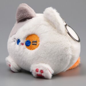 Мягкая игрушка «Котик-кругляш» на брелоке, 11 см, цвет бело-серый