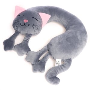 Мягкая игрушка-подушка «Кошка», цвет серый