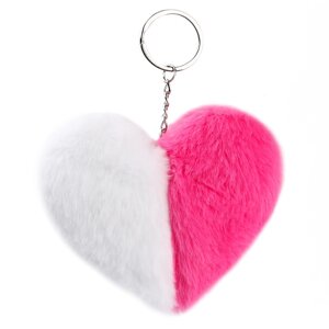 Мягкая игрушка «Сердечко» половинки, на брелоке, 10 см, цвет бело-розовый