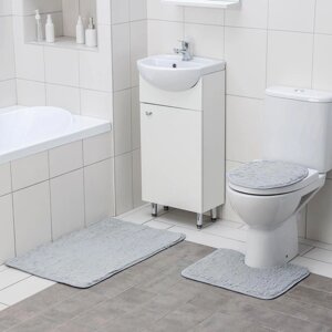 Набор ковриков для ванной и туалета Доляна «Плюшевый», 3 шт, 3240, 4050, 5080 см, цвет серый