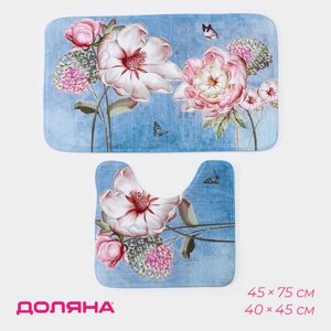 Набор ковриков для ванной и туалета Доляна «Весна», 2 шт, 4045, 4575 см