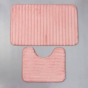 Набор ковриков для ванной и туалета SAVANNA «Оливия», 2 шт, 4050 см, 5080 см, цвет розовый