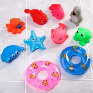 Набор резиновых игрушек для ванны «Морские жители», с пищалкой, 10 шт, Крошка Я