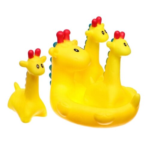 Набор резиновых игрушек для ванны «Мыльница: Жирафик», с пищалкой, 3 шт, Крошка Я