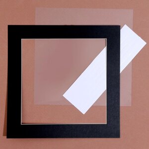 Паспарту размер рамки 20 20, прозрачный лист, клейкая лента, цвет чёрный