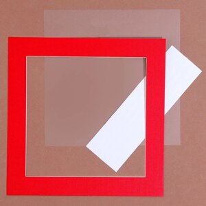 Паспарту размер рамки 24 24, прозрачный лист, клейкая лента, цвет красный