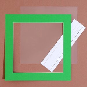 Паспарту размер рамки 24 24 см, прозрачный лист, клейкая лента, цвет зелёный