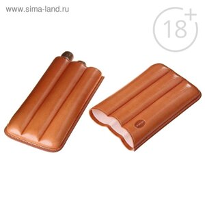 Портсигар светло-коричневый, для 3 сигар, d = 2,1 см, 20,5 3,5 9,5 см