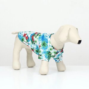 Рубашка для собак "Тропики", ХL (ДС 34, ОГ 44, ОШ 31 см), голубая