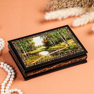 Шкатулка «Мостик через ручей», 1116 см, лаковая миниатюра