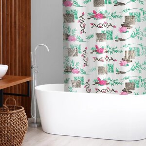 Штора для ванной «Аква», 180180 см, цвет белый