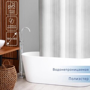 Штора для ванны Доляна «Полоска», 180180 см, полиэстер, цвет белый