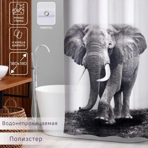 Штора для ванны Доляна «Слон», 180180 см, полиэстер