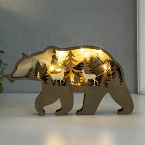 Сувенир дерево свет "Бурый медведь" 18х10 см