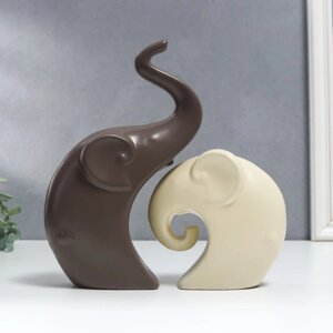 Сувенир керамика "Два слона" матовый набор 2 шт 12х12 22х13 см МИКС