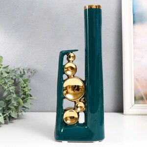 Сувенир керамика "Пузыри" зелёный с золотом 6х12х30 см