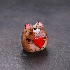 Сувенир «Котенок Веня», с сердечком 3,53 см, селенит