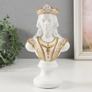 Сувенир полистоун "Бюст. Королева" белый с золотом 9х12,5х22 см