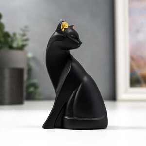 Сувенир полистоун "Чёрная кошка с золотыми ушками" 12,7х7,7х4,3 см