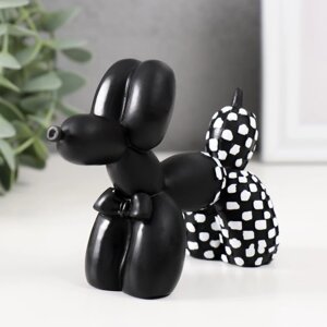 Сувенир полистоун "Чёрный воздушный шарик - собака, шахматка" 9х4,5х11 см
