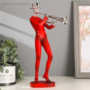 Сувенир полистоун "Музыкант с саксофоном" красный с серебром 29,5х10,5х13,5 см