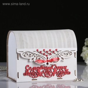 Свадебный банк 25,5х16х19 см, белый с красным, не в сборе