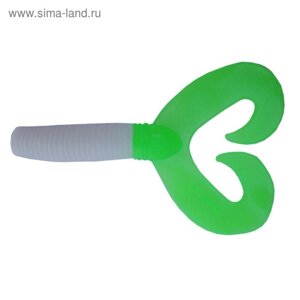 Твистер Helios Credo Double Tail White & Green, 7.5 см, 7 шт. (HS-12-016)