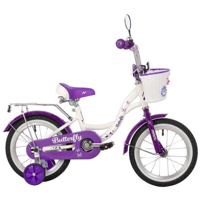 Велосипед 14" Novatrack BUTTERFLY, цвет белый/фиолетовый от компании Интернет-магазин Сима-ленд - фото 1