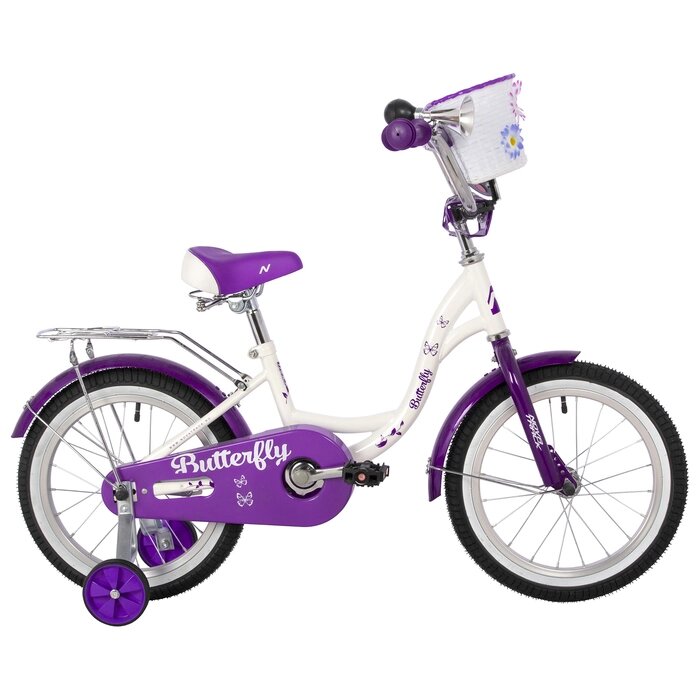 Велосипед 16" Novatrack BUTTERFLY, цвет белый/фиолетовый от компании Интернет-магазин Сима-ленд - фото 1