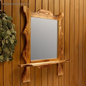 Зеркало резное "Квадрат" с полкой, обожжённое, 535315 см