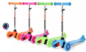 Детский самокат 21st Scooter MINI - ОПТОМ - со светящимися колесами, до 40 кг. 3 колеса