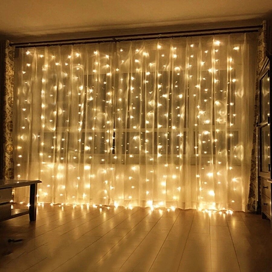 Гирлянда Штора на окно 1,5 x 1.5 м. LED (Белый теплый cвет) Светодиодная - Новогодняя от компании Покупка-Маркет - фото 1