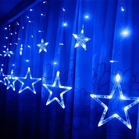 Новогодняя гирлянда Звёзды LED (4 цвета на выбор) Синий от компании Покупка-Маркет - фото 1