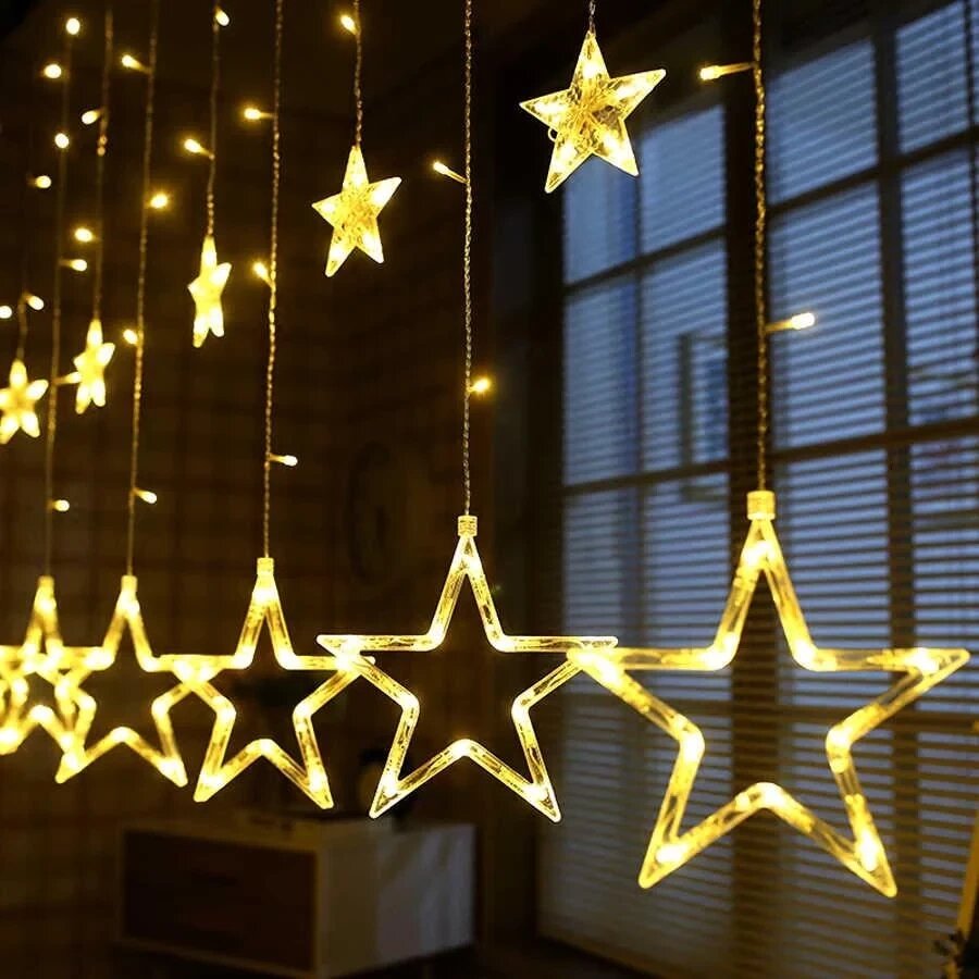 Новогодняя гирлянда Звёзды LED (4 цвета на выбор) Теплый белый от компании Покупка-Маркет - фото 1