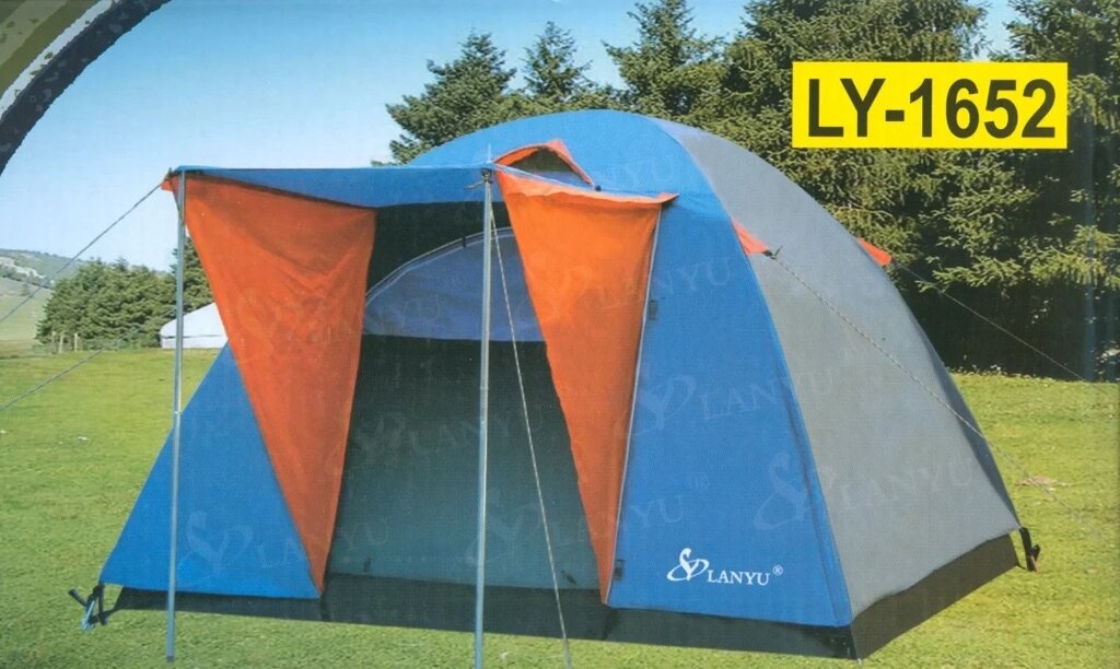 Палатка 3-местная Туристическая LANYU LY-1652, с навесом от компании Покупка-Маркет - фото 1