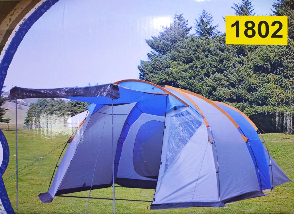 Палатка четырехместная Кемпинговая LANYU LY-1802, с тамбуром и навесом от компании Покупка-Маркет - фото 1
