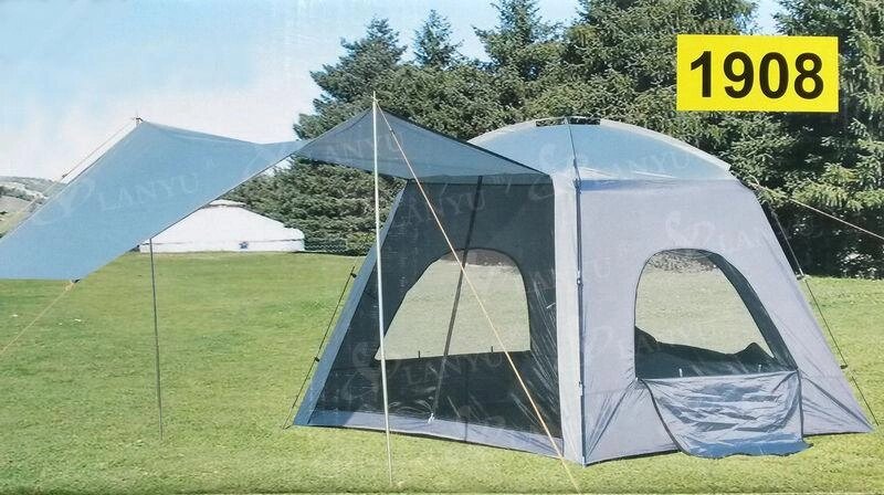 Палатка четырехместная Кемпинговая LANYU LY-1908, с навесом от компании Покупка-Маркет - фото 1