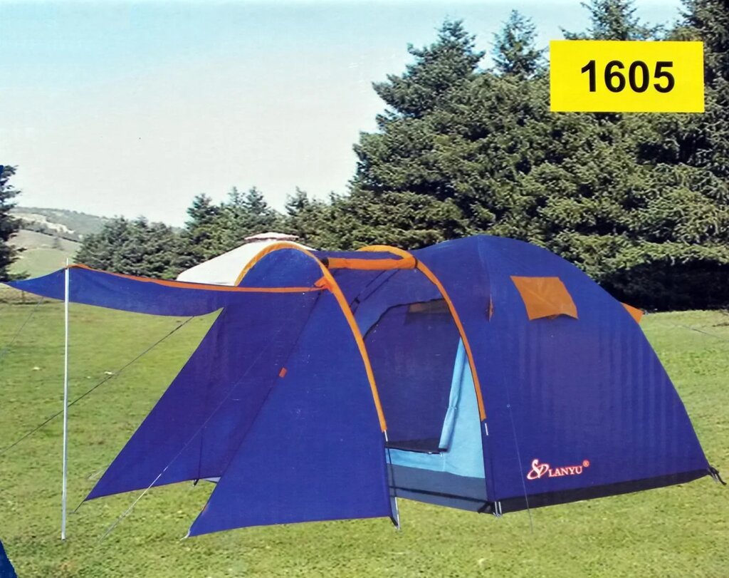 Палатка четырехместная Туристическая LANYU LY-1605, с тамбуром и навесом от компании Покупка-Маркет - фото 1