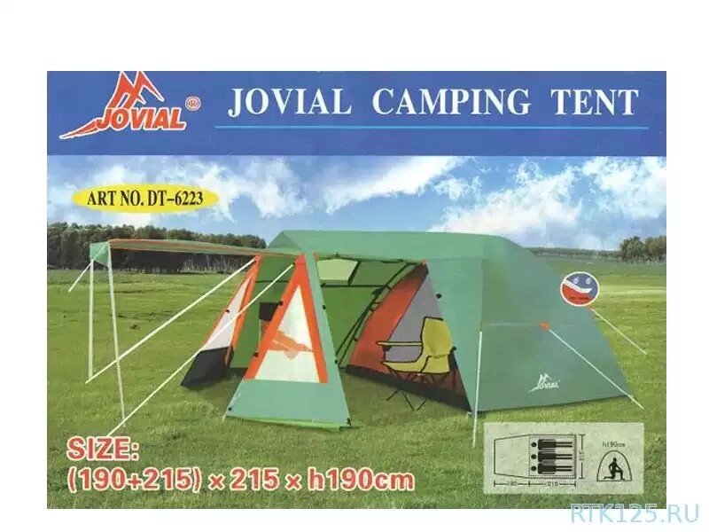 Палатка туристическая 3 местная Jovial 6223, с тамбуром и навесом от компании Покупка-Маркет - фото 1