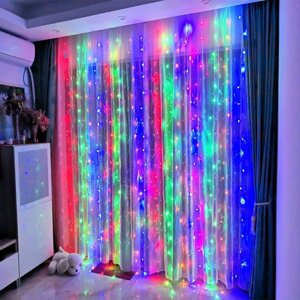 Гирлянда Занавес - Дождь 3 x 2 м. LED (Разноцветный свет) Светодиодная - Новогодняя