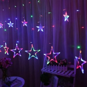 Новогодняя гирлянда Звёзды LED (4 цвета на выбор) Разноцветный