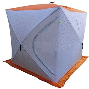 Палатка для зимней рыбалки КУБ-2 (180 х 180 х 200 см.) Цвет: белый-оранжевый, Автомат, Термостежка