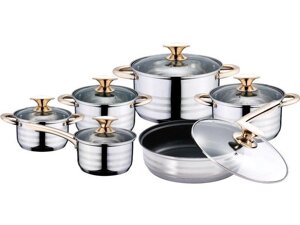 Набор посуды нержавеющая сталь KAISERHOFF KH-8196, 12 предметов - Индукция.