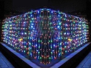 Гирлянда Водопад - Занавес 3х3 м. LED (Разноцветный cвет) УЛИЧНАЯ Светодиодная