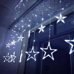 Новогодняя гирлянда Звёзды LED (4 цвета на выбор) Холодный белый