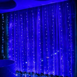Гирлянда Штора на окно 3 х 2 м. LED (4 цвета на выбор) Синий