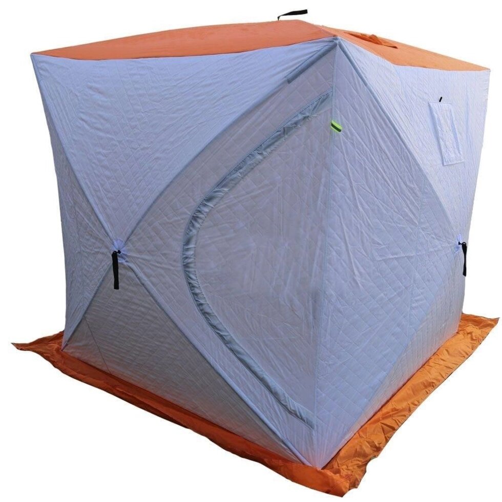 Зимняя палатка УТЕПЛЕННАЯ КУБ-2 (180 х 180 х 200 см.) Цвет: белый-оранжевый, 3-х слойная ##от компании## Покупка-Маркет - ##фото## 1