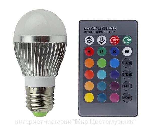 Лампа RGB с пультом 3W R50 E27 D3 - заказать