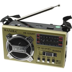 Радиоприемник аккумуляторный WAXIBA с фонарем, FM, USB и SD картой