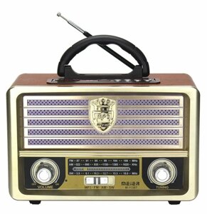 Радиоприёмник Meier (аккум., Bluetooth, microSD, USB, MP3, Solar, часы, фонарь)